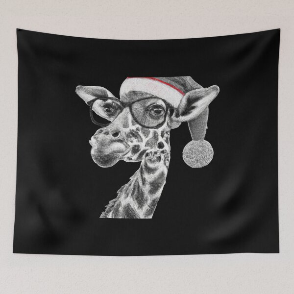 Item preview,  Giraffe Logo - Christmas Giraffe - Giraffe Silhouette - Giraffe With Christmas Hat And Glasses designed and sold by ImagesDesigns.