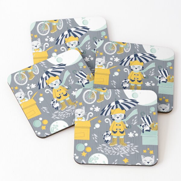 Item preview, The cat who loves rainy nights // blue grey background designed and sold by SelmaCardoso.