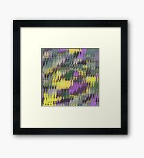 psychedelic geometric abstract pattern in green yellow purple Framed Print