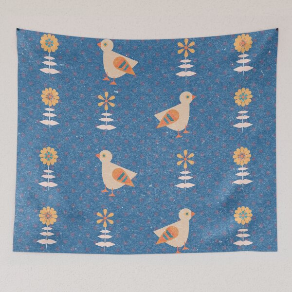 Item preview, Birds and Flowers on Blue designed and sold by Latoblooms.
