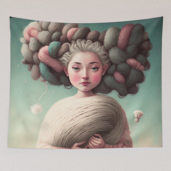 Item preview, Beautiful girl with yarn for hair designed and sold by BexStix.