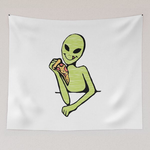 Item preview, Alien with pizza designed and sold by xcosmax.