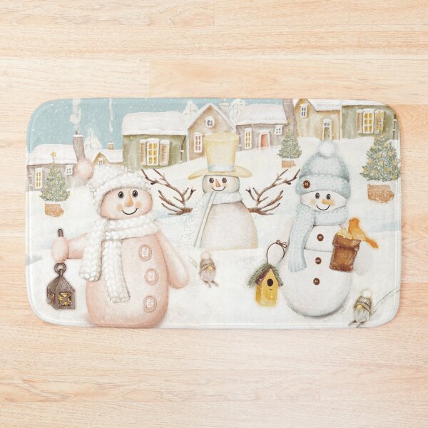 Item preview, Cute wintery landscape with the happy Snowmen having a Christmas party in the snow designed and sold by marina63.