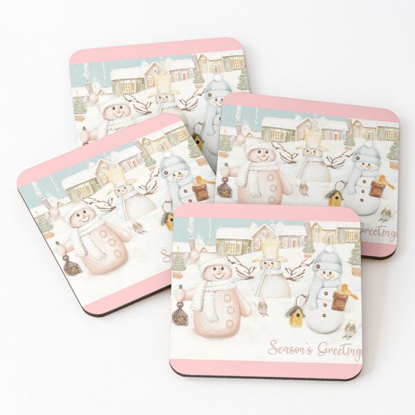 Item preview, Cute wintery landscape with the happy Snowmen having a Christmas party in the snow designed and sold by marina63.