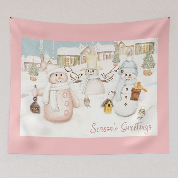 Item preview, Cute wintery landscape with the happy Snowmen having a Christmas party in the snow designed and sold by marina63.