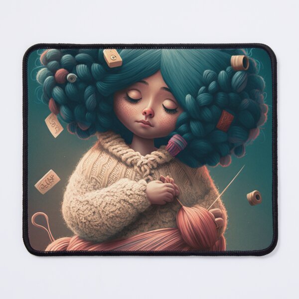 Item preview, Whimsical girl with yarn for hair designed and sold by BexStix.