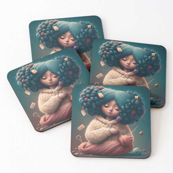 Item preview, Whimsical girl with yarn for hair designed and sold by BexStix.