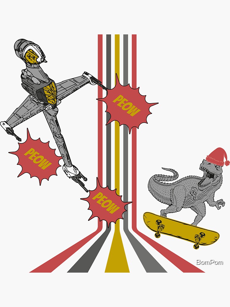 Aperçu 3 sur 3. Sticker avec l'œuvre Jurassique de l'espace créée et vendue par BomPom.
