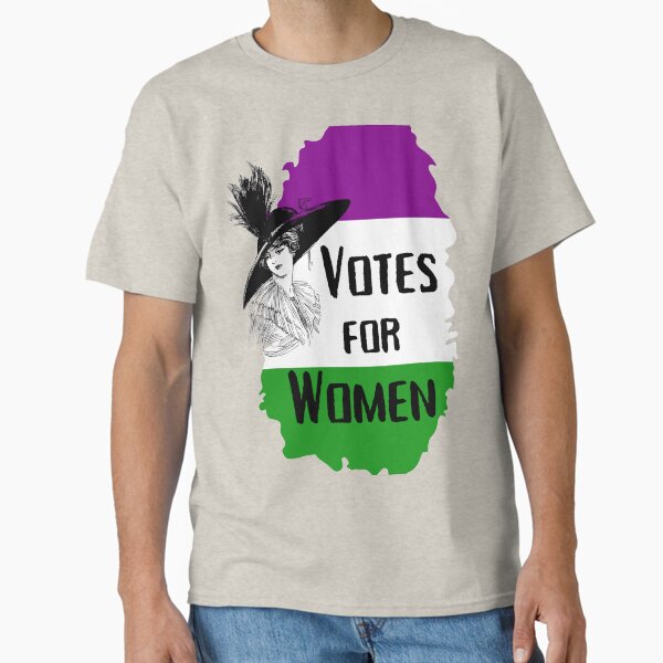 Vista previa del artículo con la obra «Vota por las mujeres Suffragettes Slogan Suffragette Colors», diseñado y vendido por Rebel-Design.