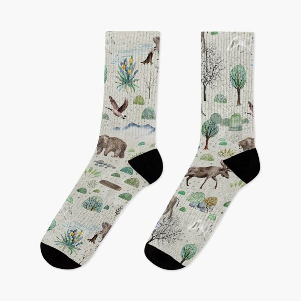 Item preview, Yukon Backwoods, the steppes in Canada with all their typical animals designed and sold by Rebecca Reck Art.