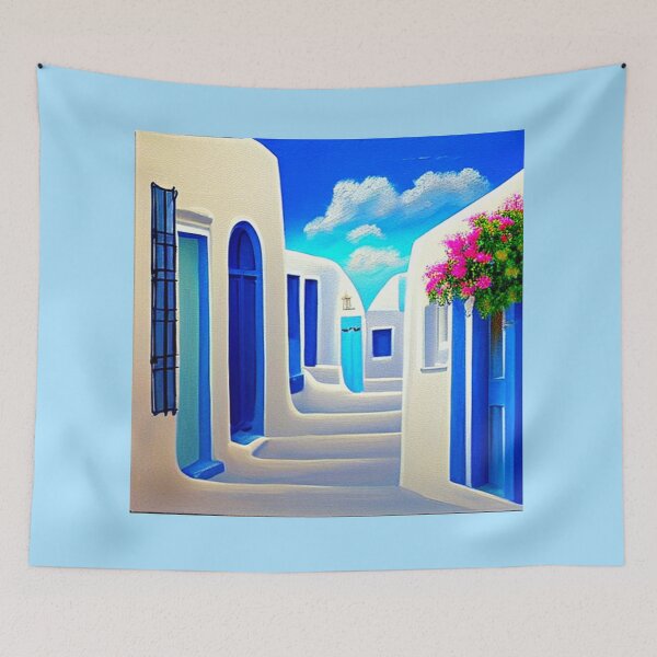 Item preview, Santorini Street 6 - Throw Pillows and Prints.  designed and sold by ScatterHub.