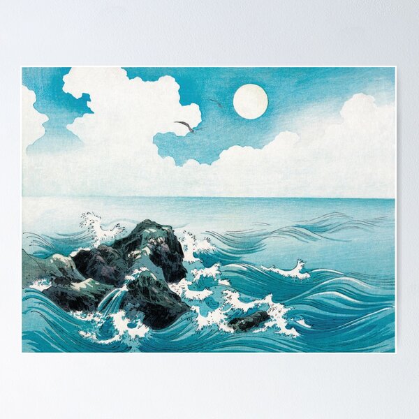 Item preview, Vintage Ocean Wave at Kojima Island, Vintage Japanese Woodcut Print designed and sold by BossyCatHome.