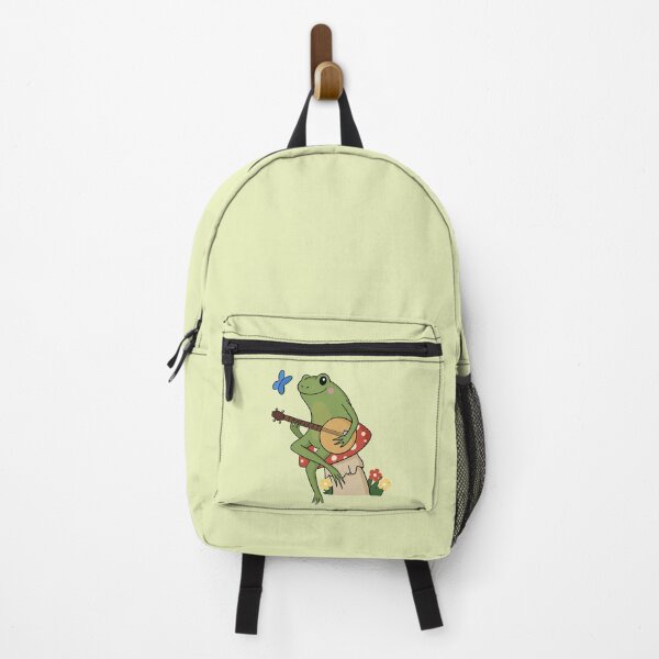 Item preview, Cottagecore aesthetic cute frog playing a banjo sitting on a mushroom designed and sold by HopItStudio.