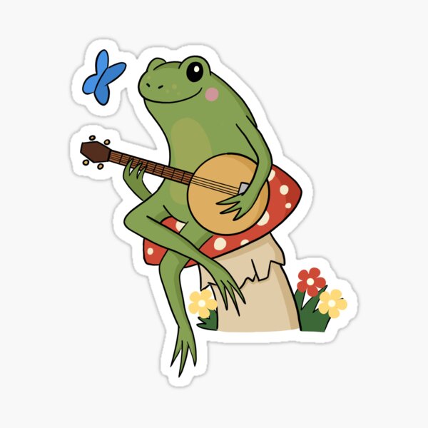 Frog Hippie Zen Yoga Meditation Cottagecore Sticker - Psychonautica