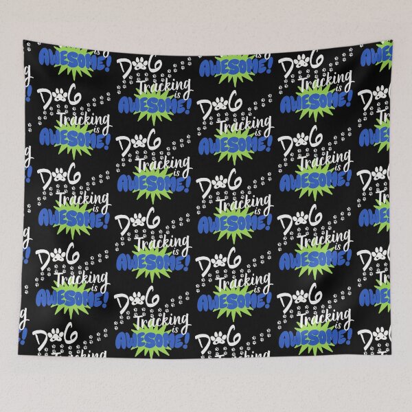 Item preview, Dog Tracking is Awesome Retro Blue design (for dark colored fabrics)for the rescuers who find lost kids, pets, elderly and other animals, the heroes who train and track. designed and sold by tranquilbeach.