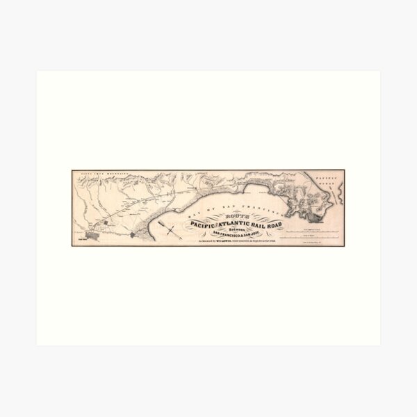 Item preview, Vintage Silicon Valley Railroad Line Map 1851 designed and sold by Daniel Hagerman.