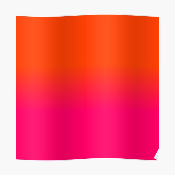 Neon Orange and Neon Pink Ombre Shade Color Fade Poster