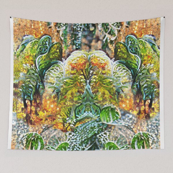 Item preview, ferns, mosses, fireflies, mysterious forest, fairy forest, fairy tale, atmospheric, natural pattern, green, yellow designed and sold by Maria Mihailova.