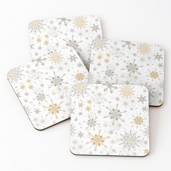 Item preview, Beige and Gold Snowflakes Christmas Pattern / White Background designed and sold by AgnieshkaSiwek.