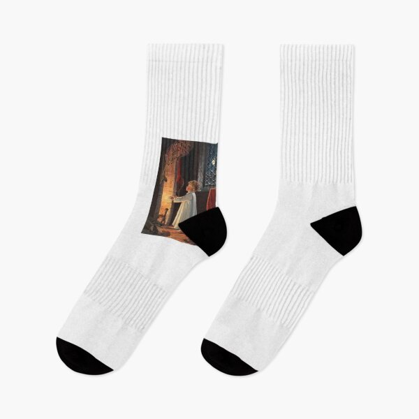 Item preview, Christmas Image Depicting A Fireplace, Stockings And A Child designed and sold by Oldetimemercan.