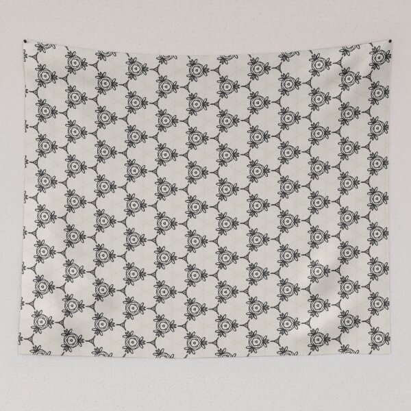 Item preview, Black and White Hexagon Floral designed and sold by debutpagesart.
