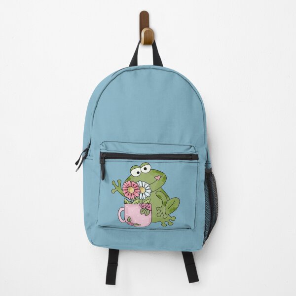 Item preview, Cottagecore aesthetic cute frog holding flowers and a cup designed and sold by HopItStudio.