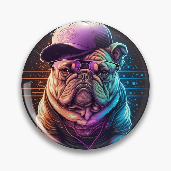 Item preview, Cute Retrowave Cyberpunk Bulldog designed and sold by markymaarty.