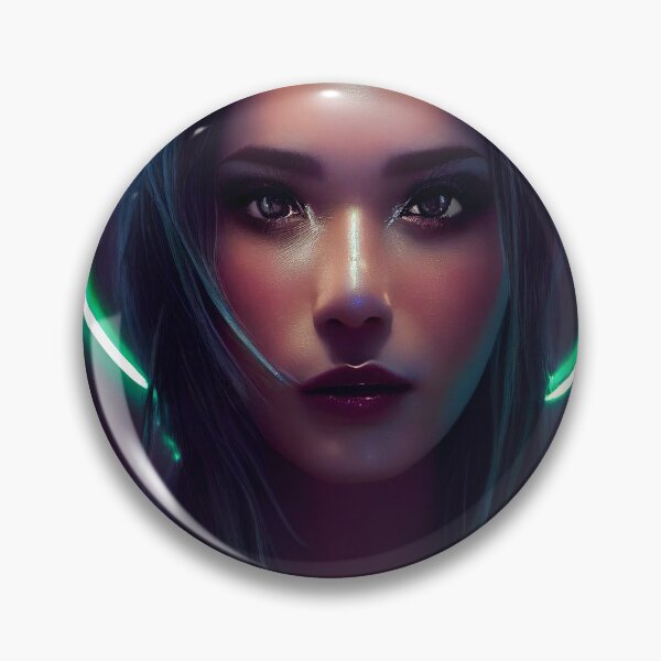 Item preview, Portrait of a woman with a neon halo designed and sold by alxndraai.
