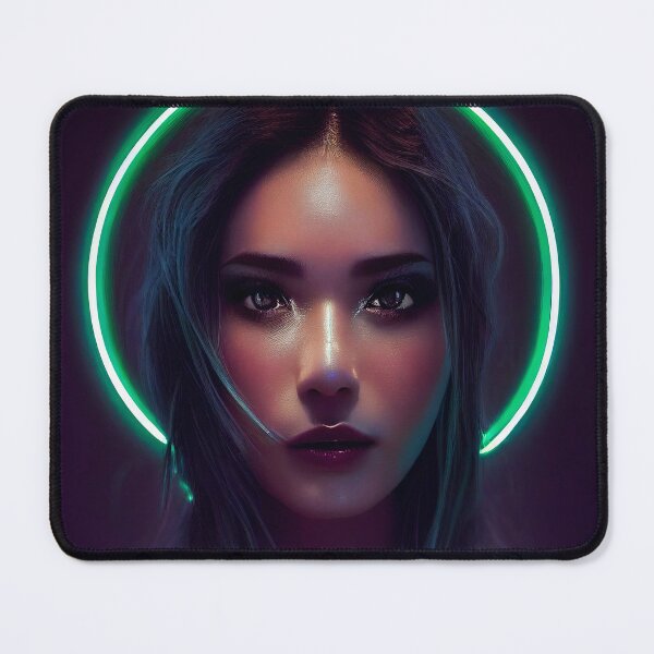 Item preview, Portrait of a woman with a neon halo designed and sold by alxndraai.