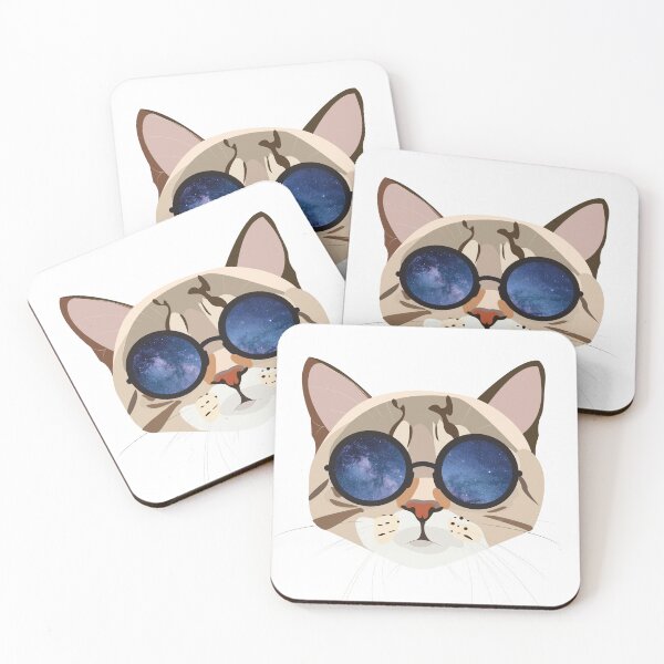 Item preview, Cat with glasses in the galaxy designed and sold by EloAuPaysDuGame.