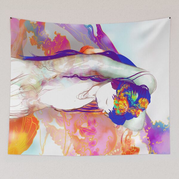Item preview, UNDINE of the jellyfish beautiful mermaid nymph ocean pastel rainbow designed and sold by sandpaperdaisy.
