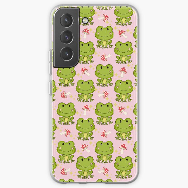 Cottagecore aesthetic cute frog pattern with mushrooms Samsung Galaxy Soft Case