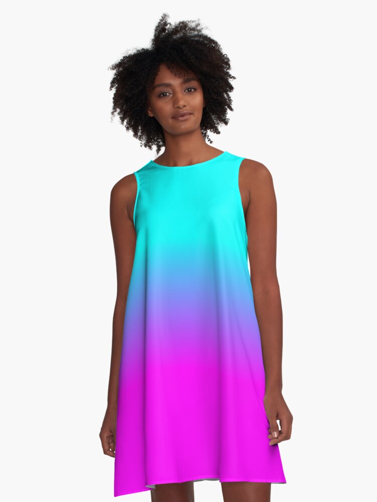 pink blue ombre dress