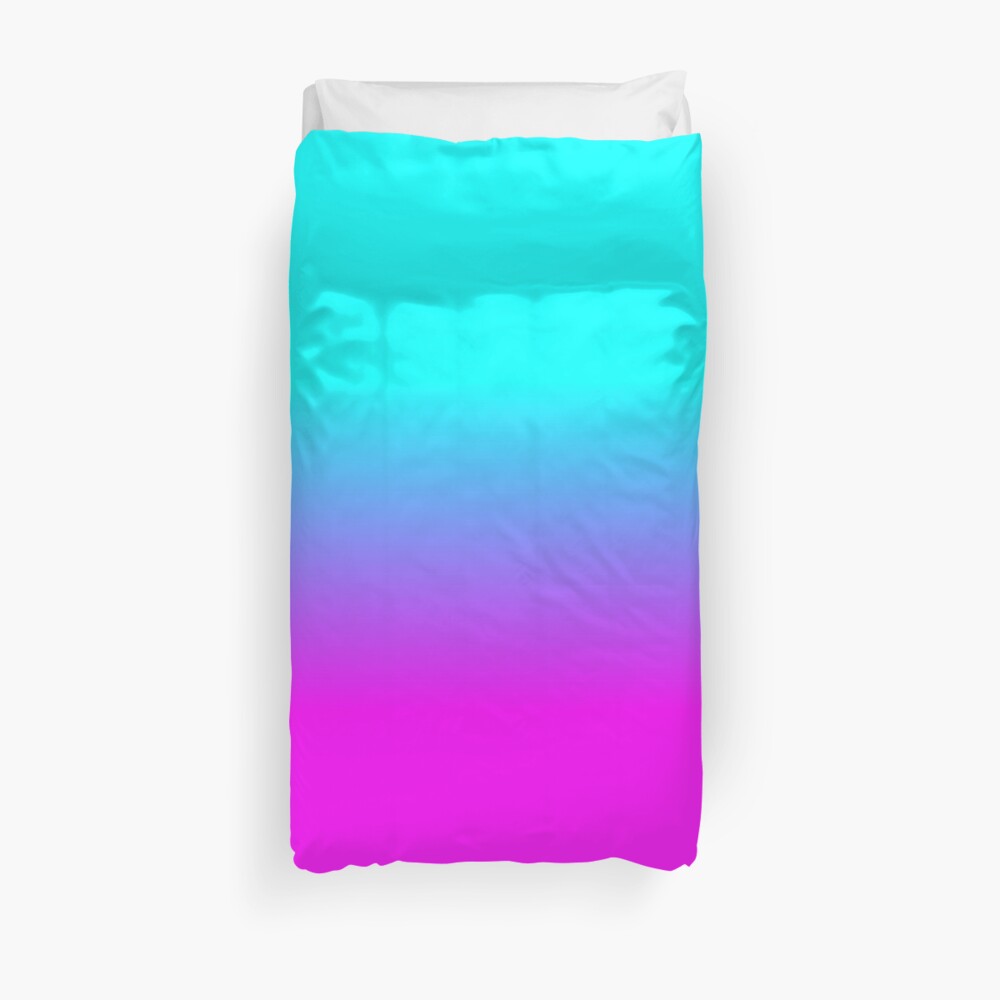 Hot Pink and Neon Aqua Blue Ombre Shade Color Fade Duvet Cover