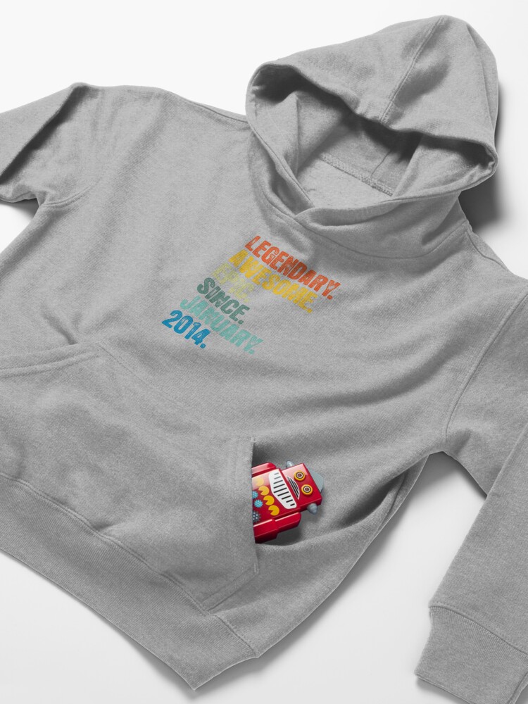 Alternate view of Retro Vintage 9th Birthday Awesome Since January 2014 Kids Pullover Hoodie