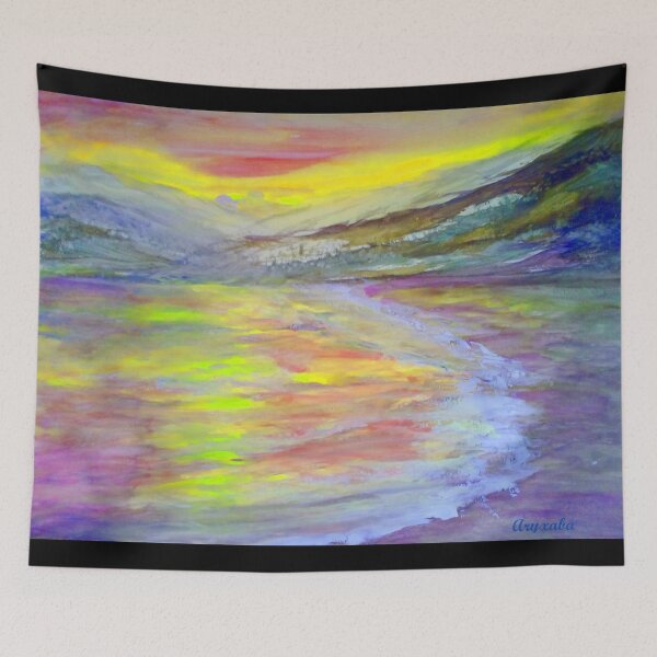 Item preview, Delightful Dawn Over a Beach Landscape Painting designed and sold by Aryxaba.