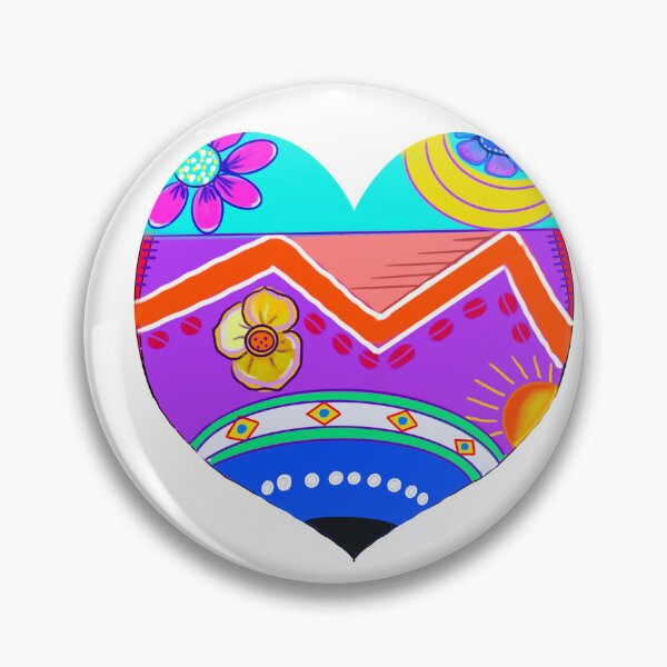 Item preview, Retro 1960s and 70s flower power pattern heart designed and sold by Artonmytee.