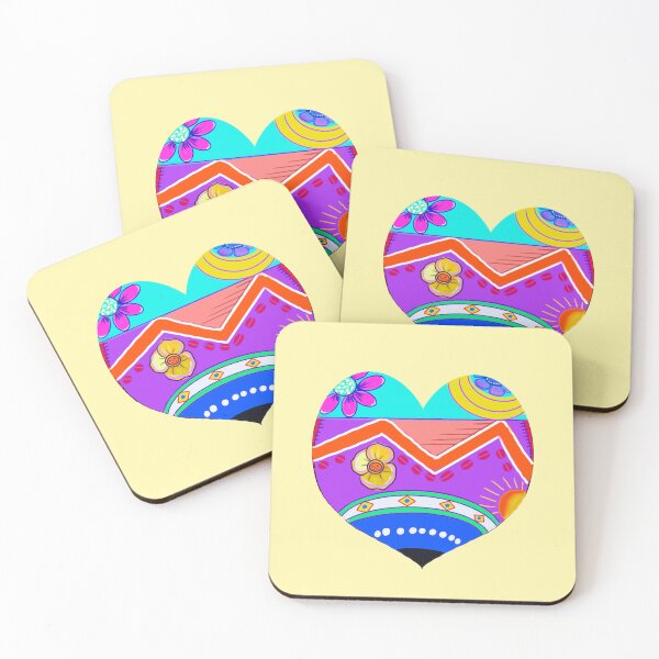 Item preview, Retro 1960s and 70s flower power pattern heart designed and sold by Artonmytee.