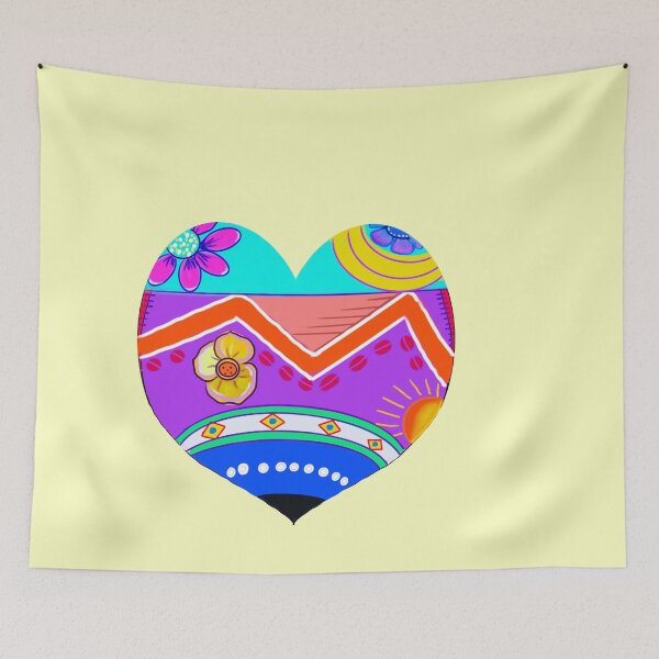 Item preview, Retro 1960s and 70s flower power pattern heart designed and sold by Artonmytee.