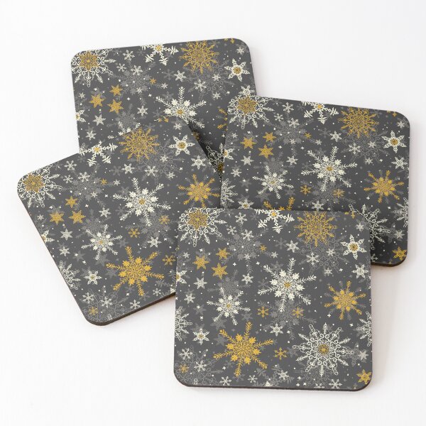 Item preview, Beige and Gold Snowflakes Christmas Pattern / Dark Grey Background designed and sold by AgnieshkaSiwek.