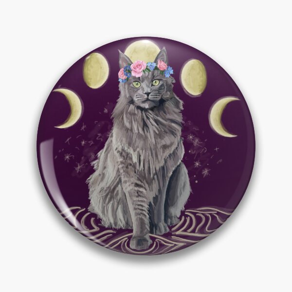Item preview, Witchy Grey Moon Cat designed and sold by DrawBotanical.