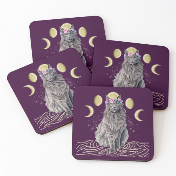 Item preview, Witchy Grey Moon Cat designed and sold by DrawBotanical.