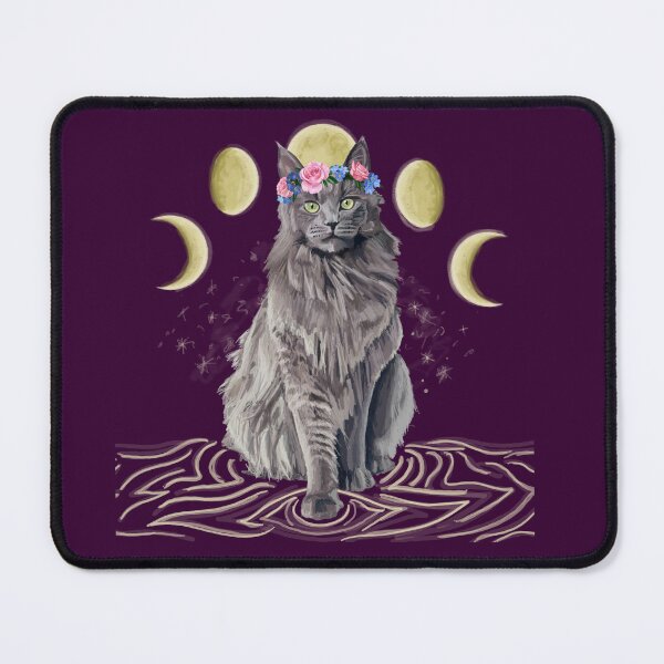 Item preview, Witchy Grey Moon Cat designed and sold by DrawBotanical.