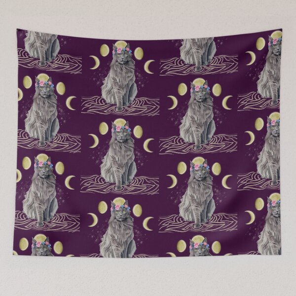 Item preview, Witchy Grey Moon Cat designed and sold by DrawBotanical.