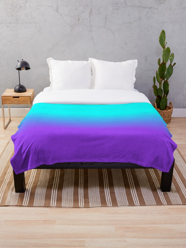 Purple Neon And Aqua Blue Ombre Shade Color Fade Throw Blanket By Podartist Redbubble