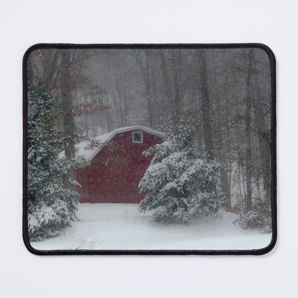 Item preview, Red Barn in Snow Storm designed and sold by Frankie Cat Photography.