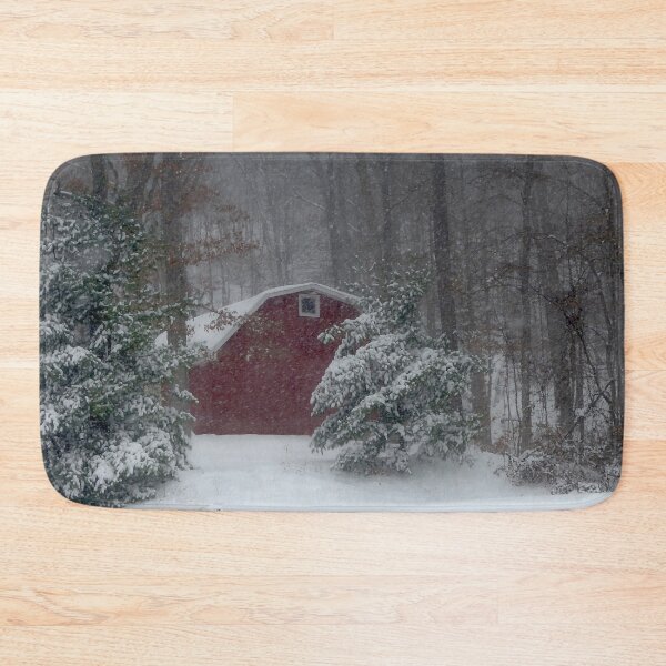 Item preview, Red Barn in Snow Storm designed and sold by Frankie Cat Photography.
