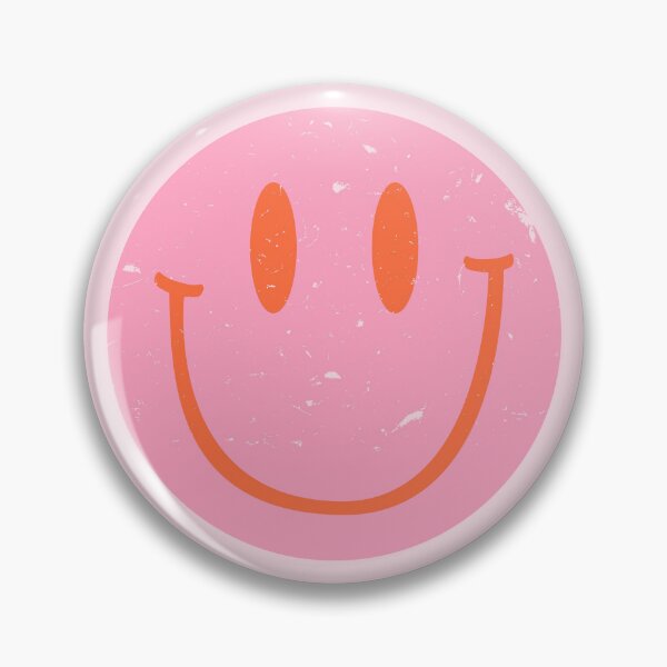 Artikelvorschau, Rosa Smiley-Gesichts-glückliches Gesicht-Lächeln-Weinlese beunruhigt entworfen und verkauft von AwesomeDistrict.