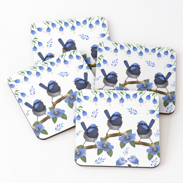 Item preview, Superb Fairy Wren and flowers on white designed and sold by JanetMGraham.