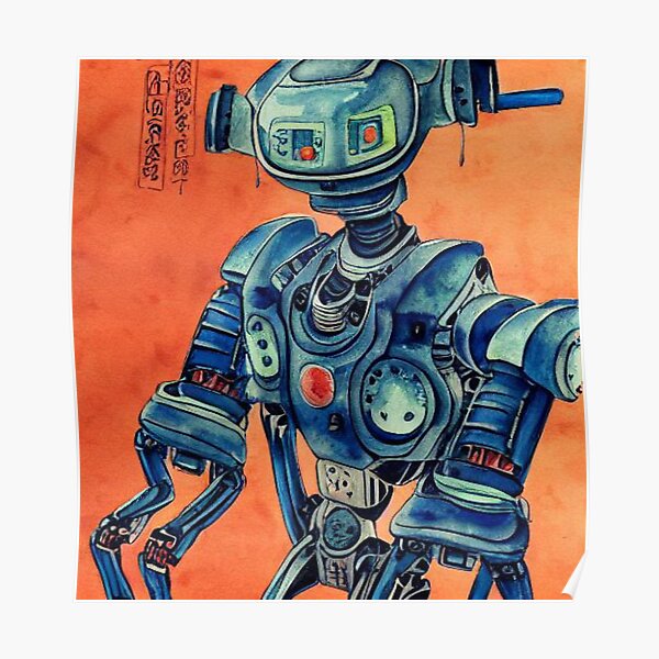 "Japanese style art of a robot" Poster for Sale by Nenene1111 Redbubble